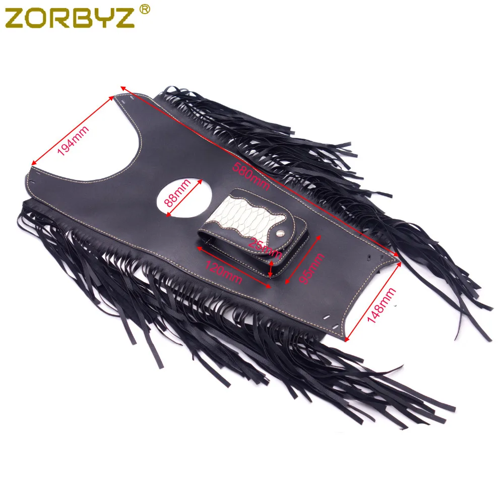 ZORBYZ мотоциклетные черные с бахромой ПУ кожаный бак нагрудник Бензобак сумка
