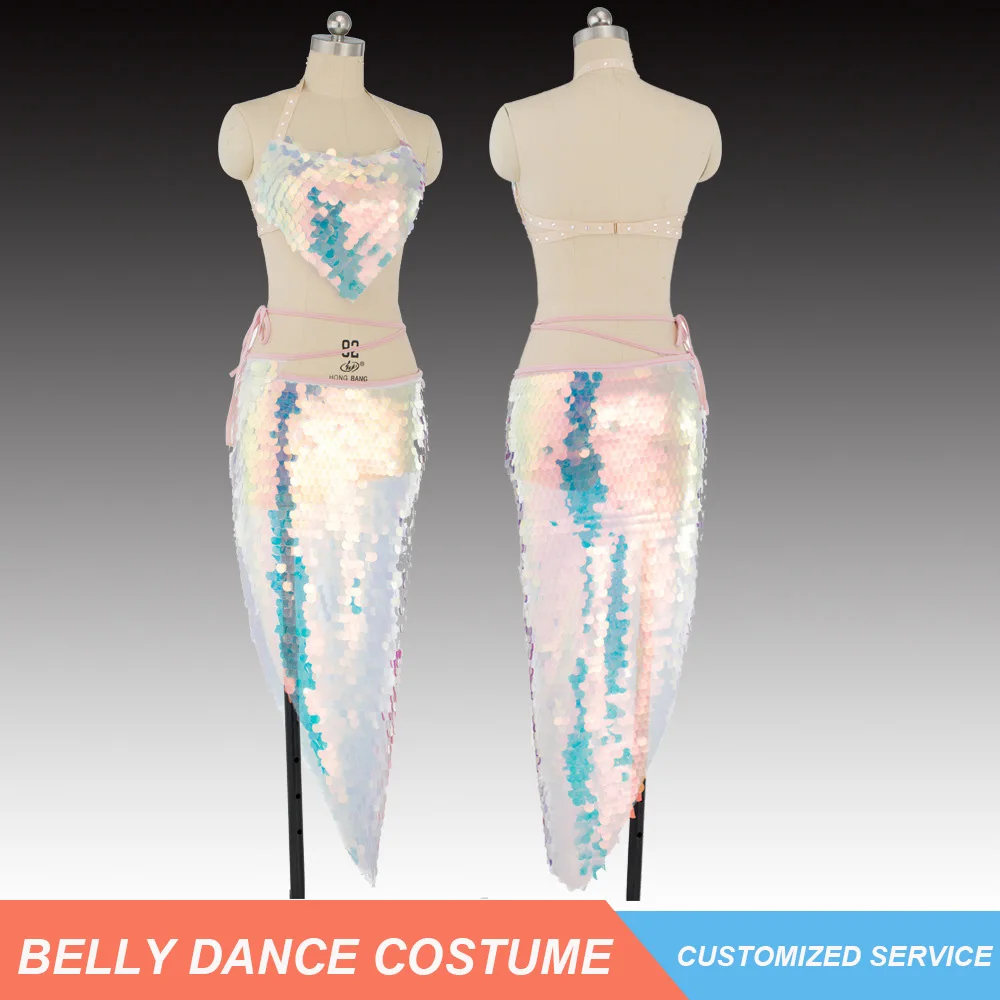 Женский костюм для танца живота комплект из 2 предметов с блестящим