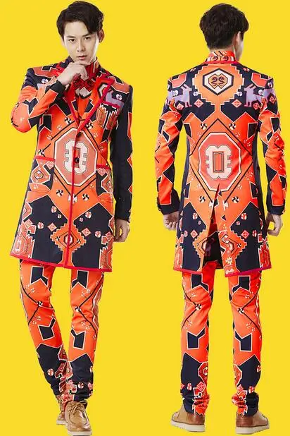S-6XL!!!2022 Fashion men Stage clothes shirt ruslana korshunova doodle dj male suit costume | Мужская одежда