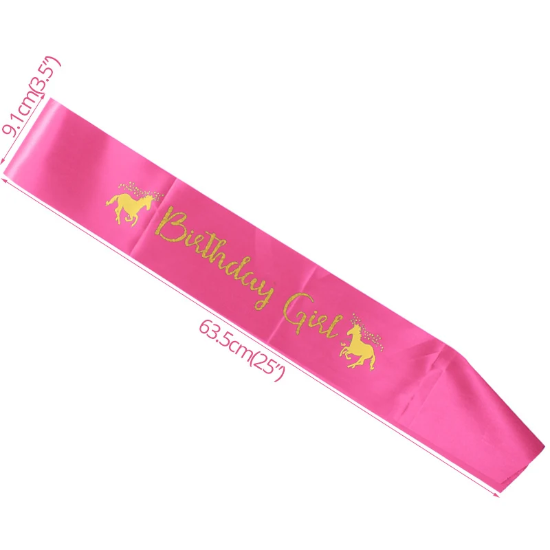 1pc pink sash Единорог вечерние 4 шт набор девушка пользу Единорог повязка на голову створки номер фольги шар детский душ Декор детские игрушки для вечеринки в честь Дня Рождения украшения - Цвет: 1pc pink sash