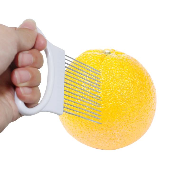 Easy Cut Держатель лука вилка из нержавеющей стали + пластиковый слайсер для овощей