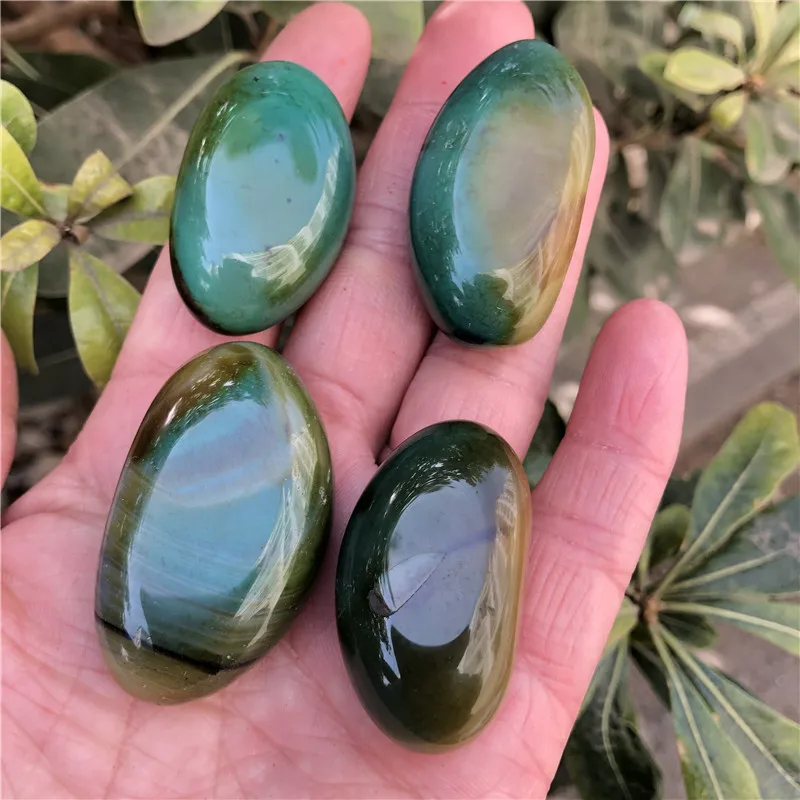 4 шт. красивый натуральный зеленый агат карусельные камни кристаллический