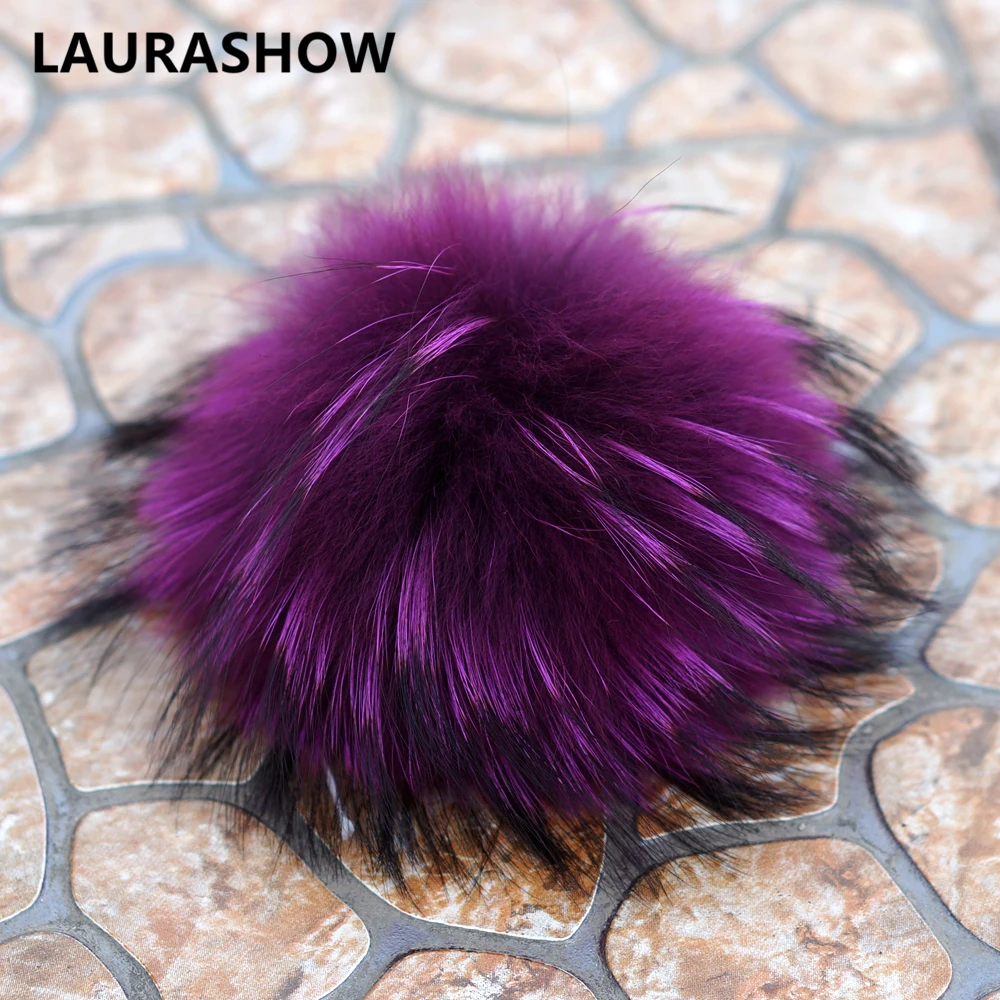 Aurashow/16-17 см, натуральный мех енота, норки, лисы, 6 шт./партия, разноцветные меховые зимние помпоны для обуви, сумка, шапка, меховая шапка, аксессуары