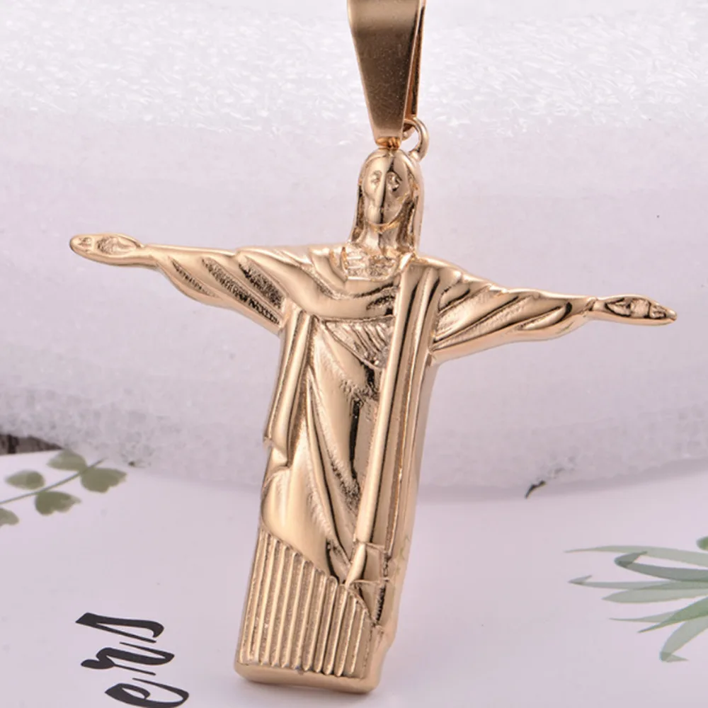 Золотая Статуя Из Нержавеющей Стали Cristo Redentor Rio Christ Redeemer ювелирные украшения