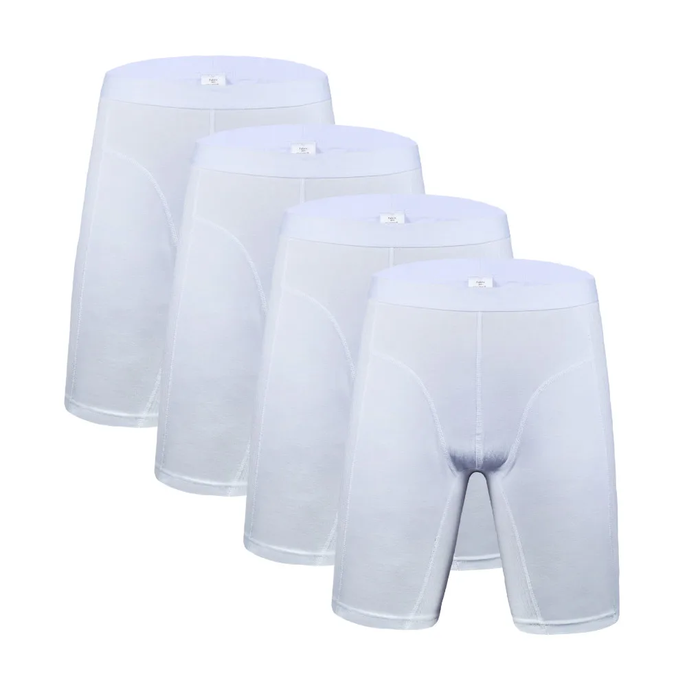 4 Pcs 1104 White 4 шт./лот,, брендовые качественные боксеры, шорты, новые модные сексуальные мужские боксеры, шорты, хлопок, мужское длинное нижнее белье, мужские трусы, большие размеры - Цвет: 4 Pcs 1104 White