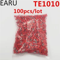 100pcs e tube te1010 type double pipe insulated twin cord cold press terminal block connector needle end multicolor 2x1 0 mm2
