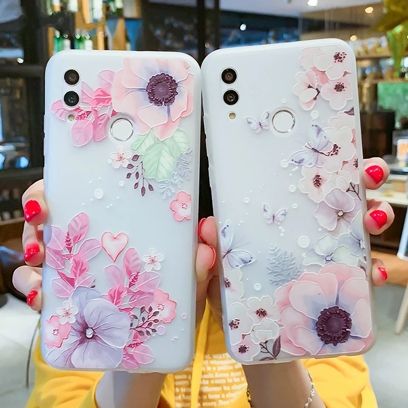 Силиконовый чехол для Huawei P Smart 2019 3D рельефные цветочные чехлы Mate 10 20 Pro P30 P20 Lite