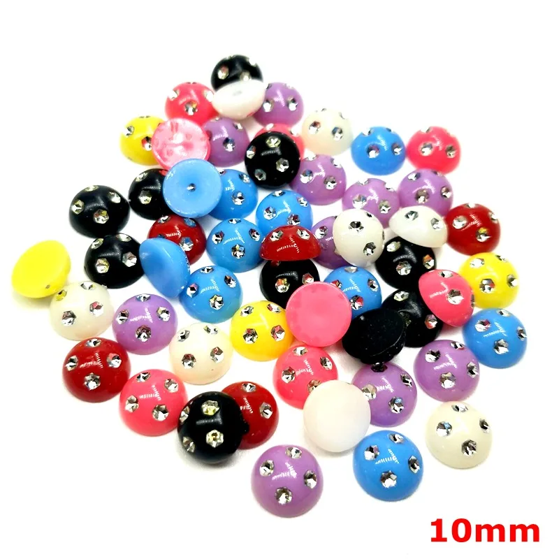 HL 50/100/200pcs 6/8/10mm Mixed Decoration Handicrafts Resin With Rhinestones Scrapbook DIY Accessories Flatback Buttons - Цвет: 10mm 200pcs mix