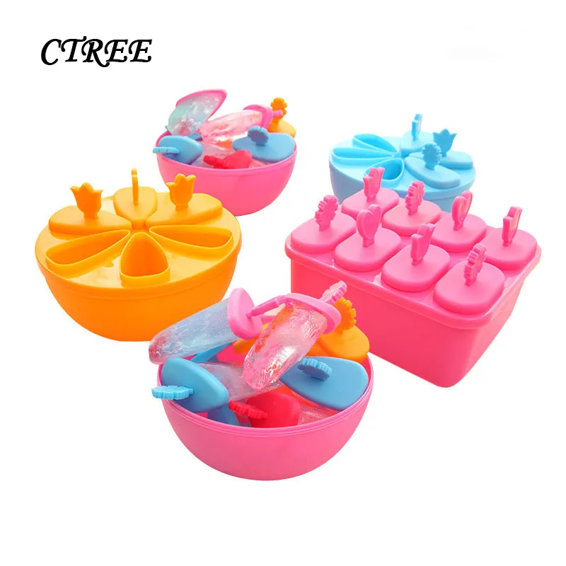 

CTREE 1Pcs Creative DIY ice Cream Mould Popsicle Mold Ice Tray Puck Popsicle Mold Ice Cream 6/8 grid with Mold High Quality C693