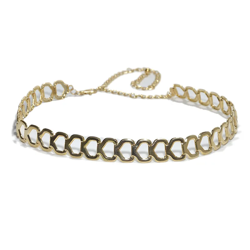 

Women Gold Ladies Women Belt Chain Stretchy Strap Elegant Waist Belt Metal Designer Belts Luxury Waistband DW03