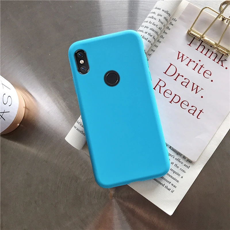 Матовый Силиконовый чехол ярких цветов для xiaomi redmi note 6 pro 7 5 pro mi 8 9 se a2 lite mi x 2s милый однотонный чехол для задней панели из ТПУ xio mi - Цвет: blue
