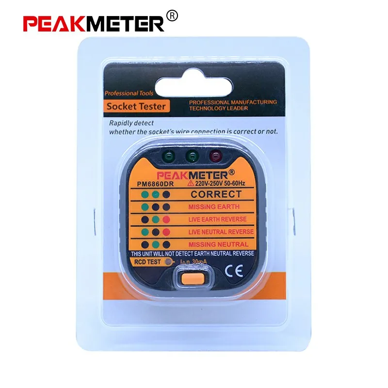 PEAKMETER PM6860 тестер гнезда 230 В с GFCI RCD автоматический детектор диагностики