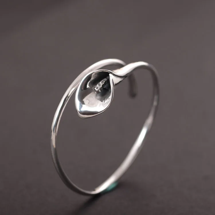 Браслет Calla Lily из серебра 100% пробы винтажные регулируемые браслеты для женщин