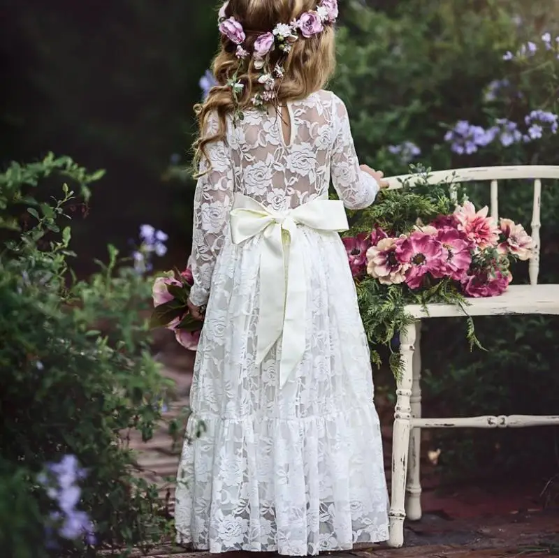 2019GirlsLace Embroidery Dress Kids Dresses for Girl Princessspring and autumn Party Gown Children Wedding Wear1-4Y | Детская одежда и