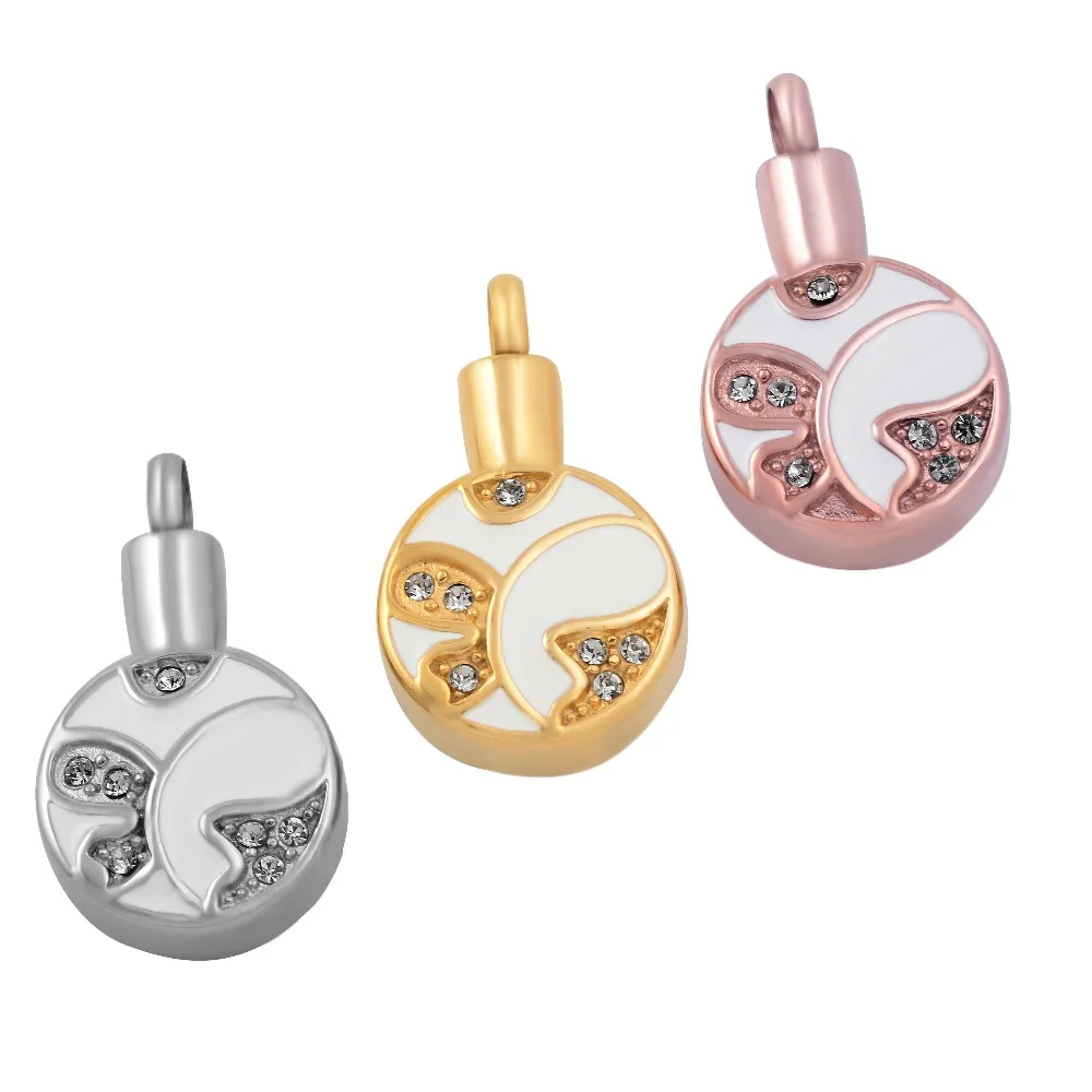 

Круглый черный инкрустированный кристаллический узор IJD9601, памятник кремации из нержавеющей стали для золы, урны, подвеска, ожерелье, ювели...