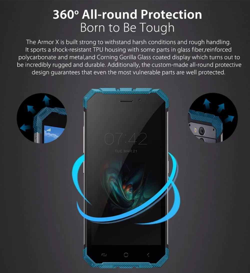 Смартфон Ulefone Armor X 5 дюйма 18:9 дисплей 2 Гб ОЗУ 5500 мАч мобильный телефон MTK6739 четыре