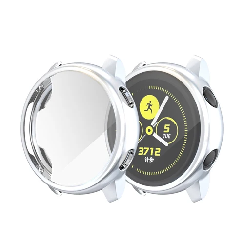 silver Экран протектор чехол для samsung galaxy watch active 2 ультра-тонкий мягкий силиконовый чехол для полной защиты чехол для galaxy Активный 40/44 мм - Цвет: silver