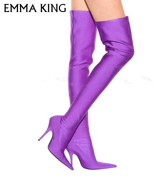 Luxury Trendy Thigh High Over Knee Boots Woman Fashion Slip-On Stiletto Botas Mujer 2019 New Party Shoes Heels Ladies | Обувь