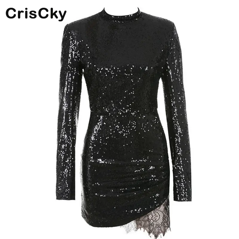 CRISCKY модное сексуальное облегающее мини платье для женщин с круглым вырезом и