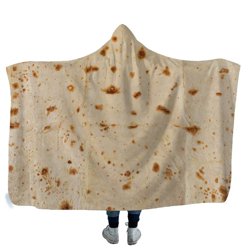 Оригинальное текстурное одеяло Tortilla Burrito с капюшоном мягкое супермягкое кепка