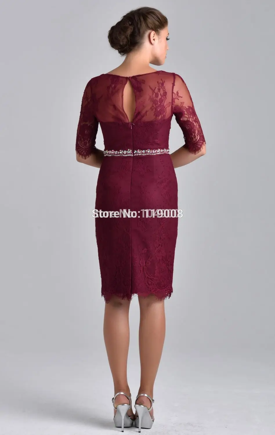 New Arrival 2015 Special Occasion Dress Elegant Lace Beaded Mother of the Bride Dresses With Half Sleeves Knee Length | Свадьбы и