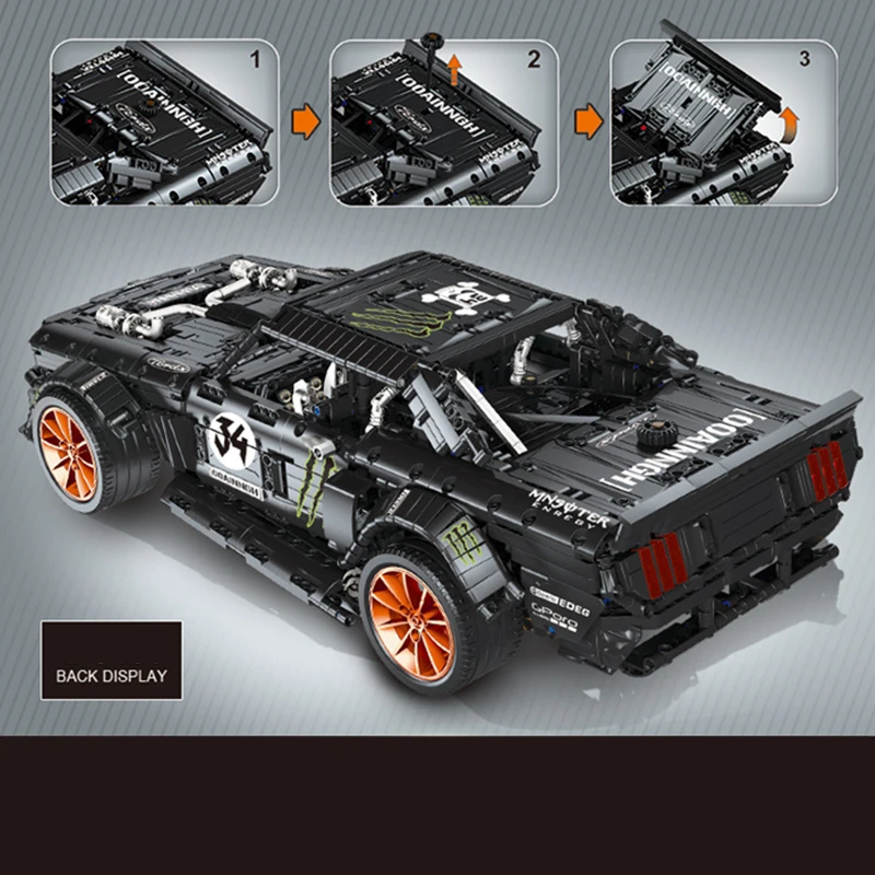 MOC супер черные гонщики Mustang Hoonicorn RTR V2 гоночный спортивный автомобиль строительные блоки наборы Кирпичи подарок для детей игрушка совместимая