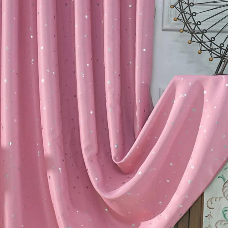 Pink Cloth Затемненный Комплект штор Cortina со звездами, деревенский отвесный тюль, плотная ткань для балкона, гостиной, офиса, занавески, типы, WP123-30 - Цвет: Pink Cloth