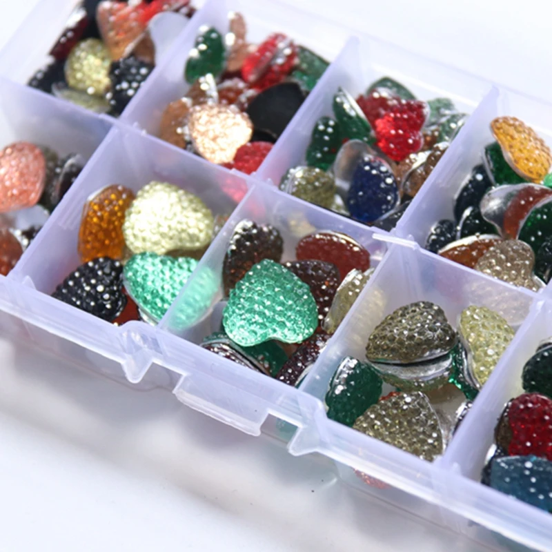 

10-14MM 200Pcs/Set Mix Colors Heart Shape Flat Back Resin Acrylic Jewellery Finding Jewelry Bead