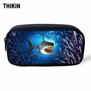 Чехол-карандаш THIKIN Cool Shark для мальчиков, школьная сумка для хранения ручек, Женская дорожная сумка для косметики, детские сумки-ручки с принтом дельфина