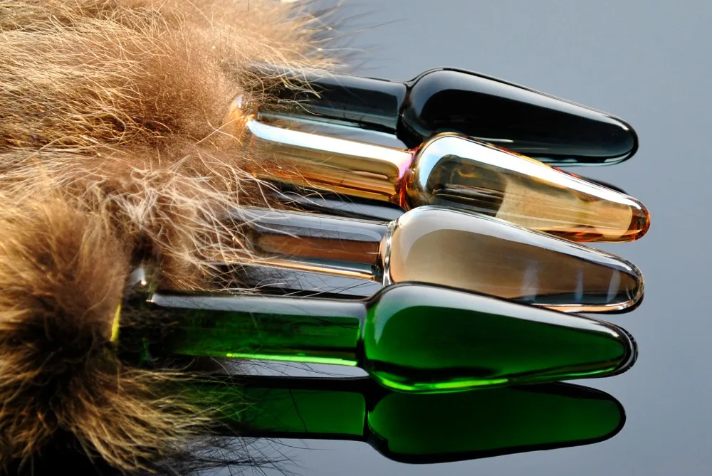 Pyrex стеклянная Анальная пробка с животным лисьим хвостом сексуальная игра для