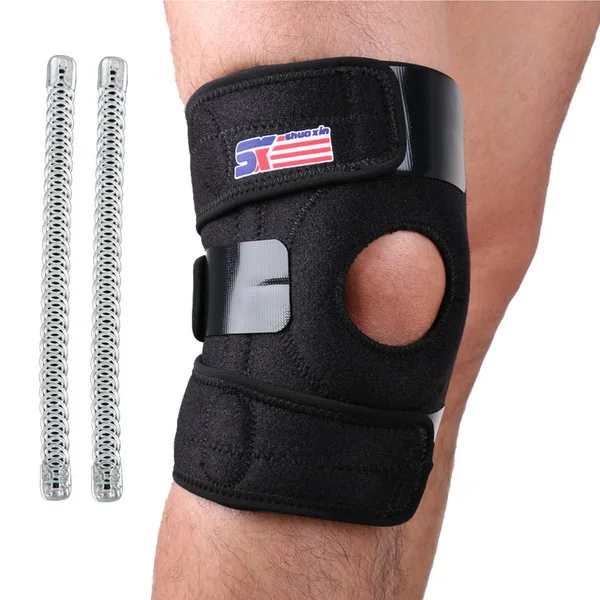 2 Spring Black Регулируемая Спорт ног колено Поддержка Brace Обёрточная бумага протектор наколенники рукава Кепки Весна 2/4 бар, один размер-зеленый черный - Цвет: 2 Spring Black