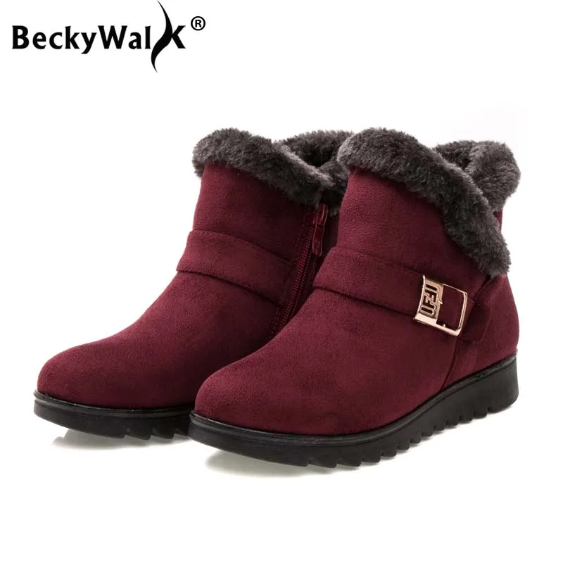 

New 2022 women winter boots suede ankle snow boots Female warm fur plush insole comfortable botas mujer flat shoes woman WSH3144