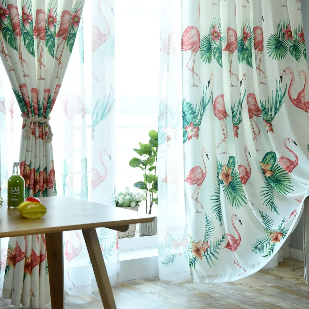 

Curtains Green plant print leaf curtains moderne style Cortina isinotex home decoration Housing Curtains for window living room