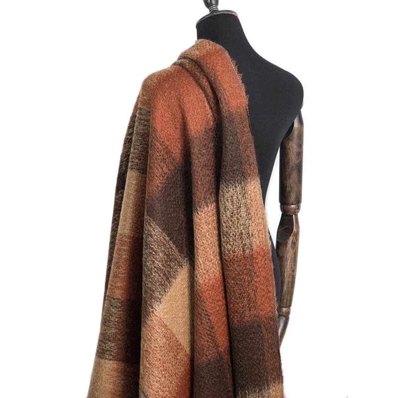 Angora Mohair Cashmere Fabric Yarn-dyed Plaid Warm Coat 150cm Winter Wool Cloth | Дом и сад