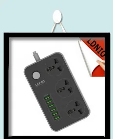 LDNIO SC3604 10A силовая лента 6 USB 3 Универсальная Розетка с защитой от перегрузки выключатель