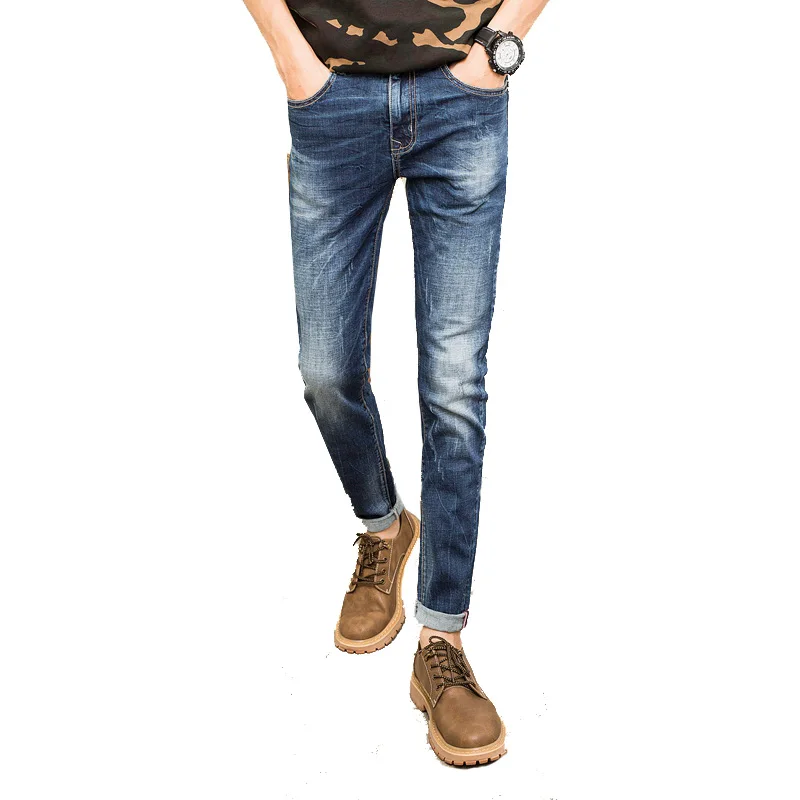 Hip Hop Тощие Повседневные Джинсы Мужчины Разорвал Карандаш джинсы мужчины Брюки