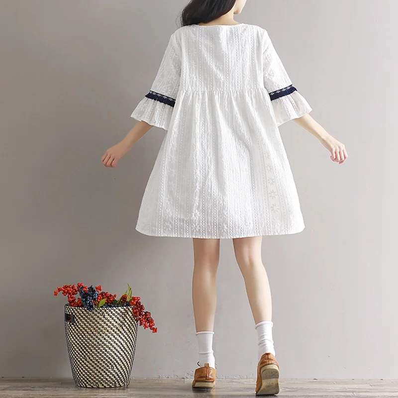 Женское летнее платье из хлопка повседневное свободное женское пляжное с