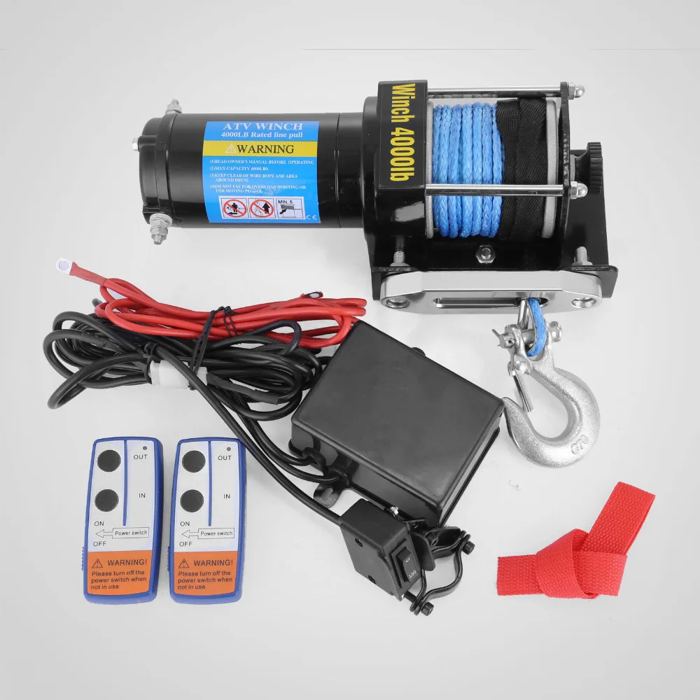 ATV/UTV 12 V/24 V DC электрическая лебедка 4x4 5000LB с беспроводным пультом дистанционного