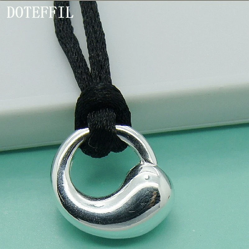 DOTEFFIL ожерелье из стерлингового серебра 925 пробы с капельками воды черная цепочка