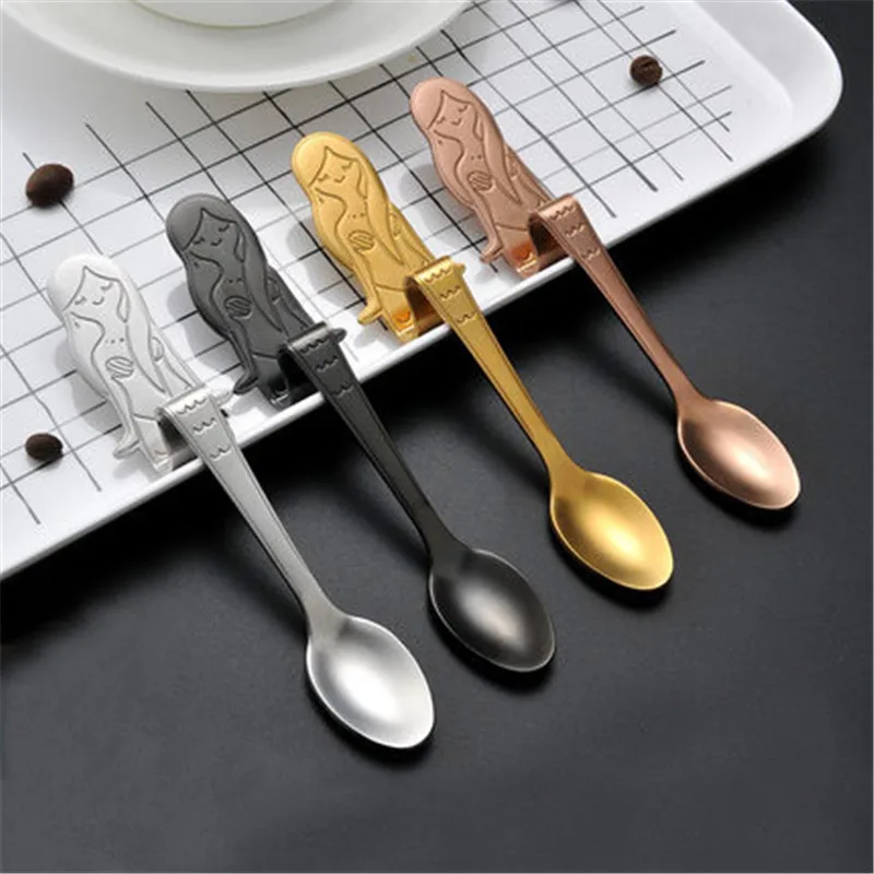 Креативная 304 ложка русалки из нержавеющей стали кофейная подвесная чашка