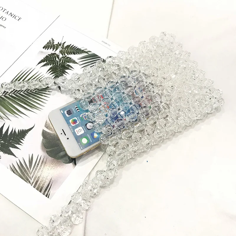 Прозрачные сумочки ручной работы с кристаллами мини Сумочка через плечо бисером