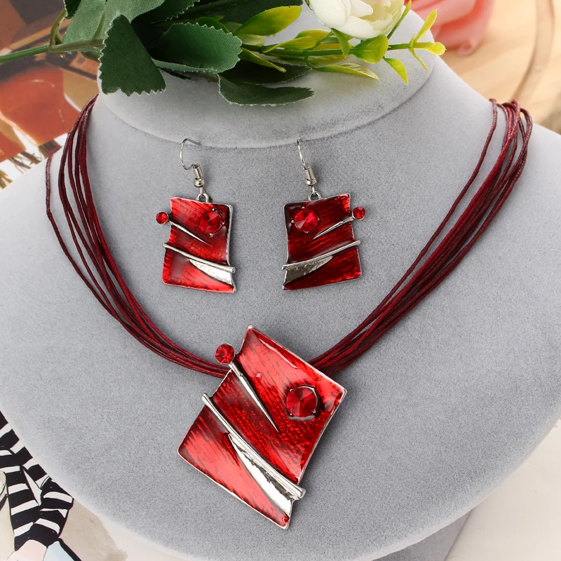 Женский Свадебный комплект из колье и серёг с подвеской|rhinestone jewelry set|wedding setsnecklace