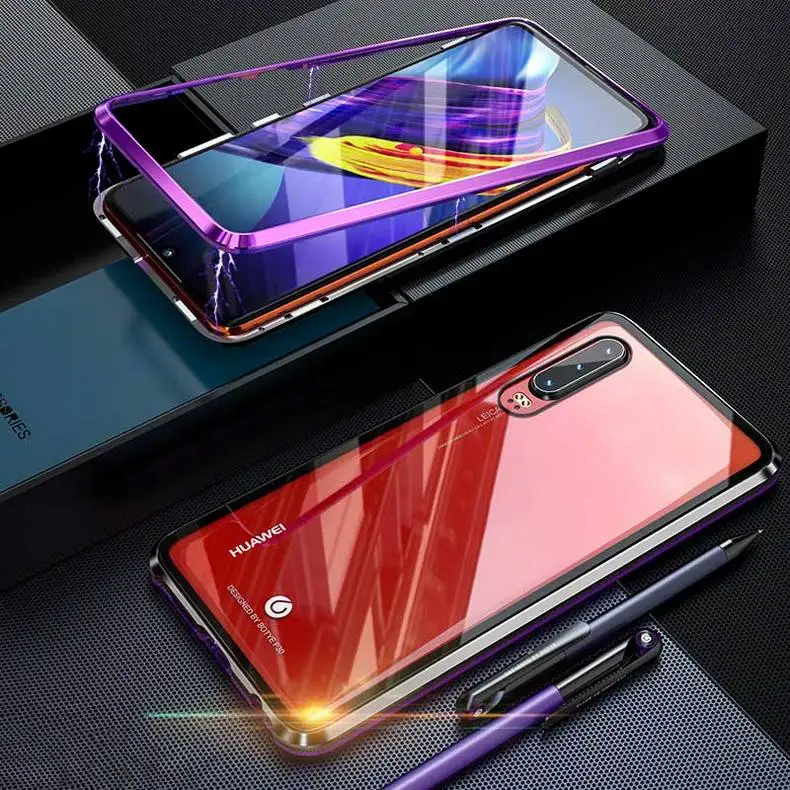 Магнитный металлический чехол для huawei P30 Pro Чехол-книжка Роскошный Металлический стеклянный противоударный алюминиевый бампер чехол для huawei P 30 Lite чехол