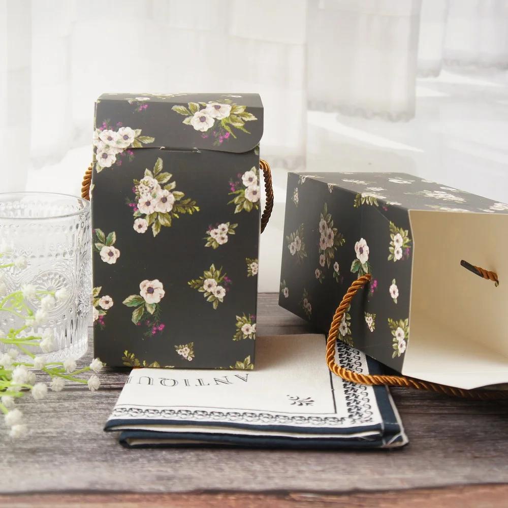 Высокий белый цветочный дизайн 10 шт. бумажный ящик коробки для хранения в