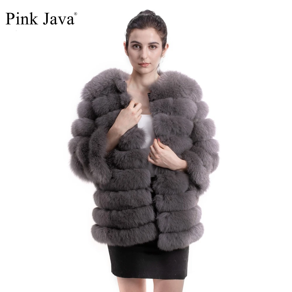 Женское пальто из натурального Лисьего меха розовое java QC8063 модная Роскошная