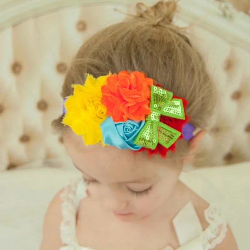 Naturalwell Baby Girls Halloween Headband Black Orange Shabby Flower Hairband Infant Christmas Hair Band Witch Headbands HB465 | Детская