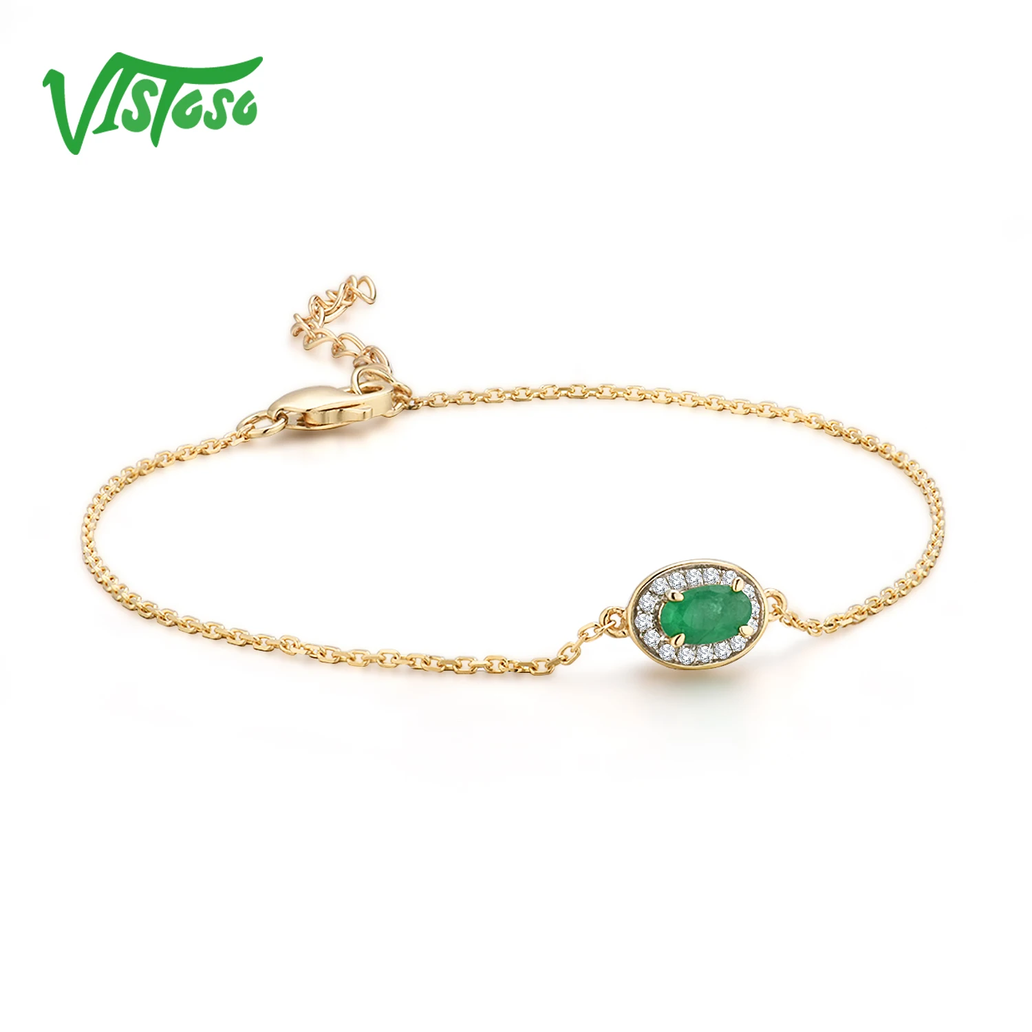 VISTOSO 14 K W/Y/R золотые браслеты для женщин Необычные розовый/синий сапфир/Изумруд/рубиновый Блестящий бриллиантовый браслет юбилей ювелирные изделия