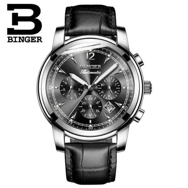 Montre homme Switzerland BINGER модные автоматические часы для мужчин 24 часы с календарем неделя Сапфир Водонепроницаемый светящийся Horloges mannen - Цвет: Color 1
