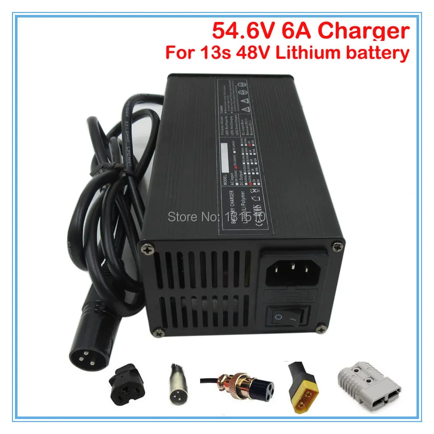 360 W мощность 48 V 6A Ouput 54,6 V 6A литий-ионное зарядное устройство используется для 48 V 13 S Электрический велосипед батарея e-скутер батарея 10 шт