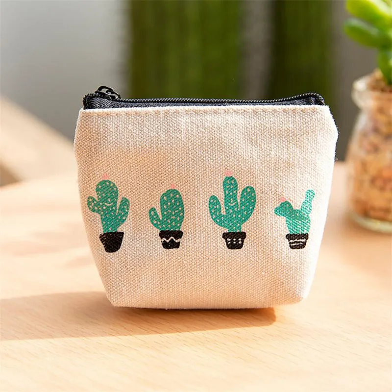 Cacti 4 Кактус кошелек брелок для женщин молния холст Южная Корея Мини монеты ключ кошелек для наушников Органайзер коробка сумки держатель для ключей - Цвет: Cacti 4